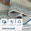 Garvee Washable Rug 9×12 Living Room Rug Modern Abstract Rugs with Non Slip Backing Non Shedding Low Pile Throw Mats Contemporary Foldable Floor Carpet for Dining Room, Bedroom, Office, Coffee(Floral|ancient Orange)