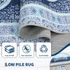 Garvee Washable Rug 9×12 Living Room Rug Modern Abstract Rugs with Non Slip Backing Non Shedding Low Pile Throw Mats Contemporary Foldable Floor Carpet for Dining Room, Bedroom, Office, Coffee(Floral|dark Blue)