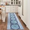 Garvee Washable Rug 9×12 Living Room Rug Modern Abstract Rugs with Non Slip Backing Non Shedding Low Pile Throw Mats Contemporary Foldable Floor Carpet for Dining Room, Bedroom, Office, Coffee(Floral|dark Blue)