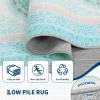 Garvee Washable Rug 9×12 Living Room Rug Modern Abstract Rugs with Non Slip Backing Non Shedding Low Pile Throw Mats Contemporary Foldable Floor Carpet for Dining Room, Bedroom, Office, Coffee(Floral|light Blue)