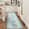 Garvee Washable Rug 9×12 Living Room Rug Modern Abstract Rugs with Non Slip Backing Non Shedding Low Pile Throw Mats Contemporary Foldable Floor Carpet for Dining Room, Bedroom, Office, Coffee(Floral|light Blue)
