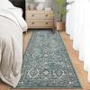 Garvee Washable Runner Rugs 2×6 Vintage Hallway Runner Traditional Floral Rugs Non Slip Entryway Runner Distressed Oriental Area Rugs Low Pile Floor Cover for Kitchen Bathroom Laundry Mat, Brown(Dark Teal)