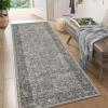 Garvee Washable Runner Rugs 2×6 Vintage Hallway Runner Traditional Floral Rugs Non Slip Entryway Runner Distressed Oriental Area Rugs Low Pile Floor Cover for Kitchen Bathroom Laundry Mat, Brown(Brown)