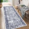 Garvee Washable Runner Rugs 2×6 Vintage Hallway Runner Traditional Floral Rugs Non Slip Entryway Runner Distressed Oriental Area Rugs Low Pile Floor Cover for Kitchen Bathroom Laundry Mat, Brown(Blue)