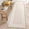 Garvee Washable Solid 8×10 Rugs for Living Room Bedroom,Non Slip Stain-Resistant Border Scalloped Rug for Dining Room Office,Low-Pile Soft Neutral Carpets for Under Table Farmhouse Playroom, Beige(Beige)