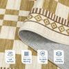 Garvee Washable Solid 8×10 Rugs for Living Room Bedroom,Non Slip Stain-Resistant Border Scalloped Rug for Dining Room Office,Low-Pile Soft Neutral Carpets for Under Table Farmhouse Playroom, Beige(Checkered|tan)