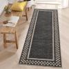 Garvee Washable Solid 8×10 Rugs for Living Room Bedroom,Non Slip Stain-Resistant Border Scalloped Rug for Dining Room Office,Low-Pile Soft Neutral Carpets for Under Table Farmhouse Playroom, Beige(Black)