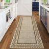 Garvee Washable Solid 8×10 Rugs for Living Room Bedroom,Non Slip Stain-Resistant Border Scalloped Rug for Dining Room Office,Low-Pile Soft Neutral Carpets for Under Table Farmhouse Playroom, Beige(Taupe)