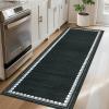 Garvee Washable Solid 8×10 Rugs for Living Room Bedroom,Non Slip Stain-Resistant Border Scalloped Rug for Dining Room Office,Low-Pile Soft Neutral Carpets for Under Table Farmhouse Playroom, Beige(Black White)