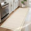 Garvee Washable Solid 8×10 Rugs for Living Room Bedroom,Non Slip Stain-Resistant Border Scalloped Rug for Dining Room Office,Low-Pile Soft Neutral Carpets for Under Table Farmhouse Playroom, Beige(Beige 1)