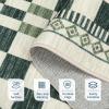 Garvee Washable Solid 8×10 Rugs for Living Room Bedroom,Non Slip Stain-Resistant Border Scalloped Rug for Dining Room Office,Low-Pile Soft Neutral Carpets for Under Table Farmhouse Playroom, Beige(Checkered|green)