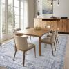 Garvee Washable Solid 8×10 Rugs for Living Room Bedroom,Non Slip Stain-Resistant Border Scalloped Rug for Dining Room Office,Low-Pile Soft Neutral Carpets for Under Table Farmhouse Playroom, Beige(Border|light Blue)