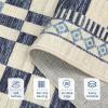 Garvee Washable Solid 8×10 Rugs for Living Room Bedroom,Non Slip Stain-Resistant Border Scalloped Rug for Dining Room Office,Low-Pile Soft Neutral Carpets for Under Table Farmhouse Playroom, Beige(Checkered|blue)