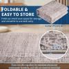 Garvee Washable Solid 8×10 Rugs for Living Room Bedroom,Non Slip Stain-Resistant Border Scalloped Rug for Dining Room Office,Low-Pile Soft Neutral Carpets for Under Table Farmhouse Playroom, Beige(Border|taupe)