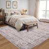 Garvee Washable Solid 8×10 Rugs for Living Room Bedroom,Non Slip Stain-Resistant Border Scalloped Rug for Dining Room Office,Low-Pile Soft Neutral Carpets for Under Table Farmhouse Playroom, Beige(Border|taupe)