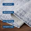 Garvee Washable Solid 8×10 Rugs for Living Room Bedroom,Non Slip Stain-Resistant Border Scalloped Rug for Dining Room Office,Low-Pile Soft Neutral Carpets for Under Table Farmhouse Playroom, Beige(Border|light Blue)