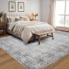 Garvee Washable Solid 8×10 Rugs for Living Room Bedroom,Non Slip Stain-Resistant Border Scalloped Rug for Dining Room Office,Low-Pile Soft Neutral Carpets for Under Table Farmhouse Playroom, Beige(Border|grey Green)