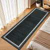 Garvee Washable Solid 8×10 Rugs for Living Room Bedroom,Non Slip Stain-Resistant Border Scalloped Rug for Dining Room Office,Low-Pile Soft Neutral Carpets for Under Table Farmhouse Playroom, Beige(Black White)