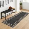 Garvee Washable Solid 8×10 Rugs for Living Room Bedroom,Non Slip Stain-Resistant Border Scalloped Rug for Dining Room Office,Low-Pile Soft Neutral Carpets for Under Table Farmhouse Playroom, Beige(Black)