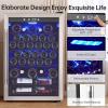 Garvee Wine Fridge 36 Bottle, Wine Cooler Refrigerator with 40~61°F Digital Temperature Control, Wine Refrigerator Freestanding for Red White Wine, Champagne, Beer with Blue Interior Light