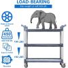 Gravee Service Cart Heavy Duty 3-Shelf Rolling Utility/Push Cart with Lockable Wheels, 360 LBS. Capacity, Black, for Foodservice/Restaurant/Cleaning Grey