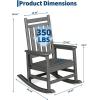 HDPE Rocking Chair Outdoor Set of 2 with Side Table – Poly High Back Porch Rocker Chairs for Adults – All Weather Resistant Furniture for Patio Front Porch – Gray(Grey)
