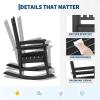 HDPE Rocking Chair Outdoor Set of 2 with Side Table – Poly High Back Porch Rocker Chairs for Adults – All Weather Resistant Furniture for Patio Front Porch – Gray(Black)
