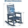 HDPE Rocking Chair Outdoor Set of 2 with Side Table – Poly High Back Porch Rocker Chairs for Adults – All Weather Resistant Furniture for Patio Front Porch – Gray(Navy Blue)