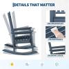 HDPE Rocking Chair Outdoor Set of 2 with Side Table – Poly High Back Porch Rocker Chairs for Adults – All Weather Resistant Furniture for Patio Front Porch – Gray(Navy Blue)
