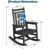 HDPE Rocking Chair Outdoor Set of 2 with Side Table – Poly High Back Porch Rocker Chairs for Adults – All Weather Resistant Furniture for Patio Front Porch – Gray(Black)