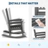 HDPE Rocking Chair Outdoor Set of 2 with Side Table – Poly High Back Porch Rocker Chairs for Adults – All Weather Resistant Furniture for Patio Front Porch – Gray(Grey)