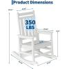HDPE Rocking Chair Outdoor Set of 2 with Side Table – Poly High Back Porch Rocker Chairs for Adults – All Weather Resistant Furniture for Patio Front Porch – Gray(White)