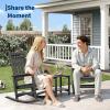 HDPE Rocking Chair Outdoor Set of 2 with Side Table – Poly High Back Porch Rocker Chairs for Adults – All Weather Resistant Furniture for Patio Front Porch – Gray(Black)