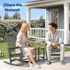 HDPE Rocking Chair Outdoor Set of 2 with Side Table – Poly High Back Porch Rocker Chairs for Adults – All Weather Resistant Furniture for Patio Front Porch – Gray(Grey)