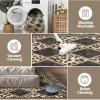 Leopard Washable 2×8 Runner Rug, Soft Animal Print Kitchen Runners for Hallways, Non Slip Checkered Rug Runners for Entryway Bedroom Laundry, Brown/Black(Light Brown)