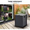 Propane Metal Tank Cover Table 16 in for Gas Fire Pits, Hides Any Standard 20 LB Propane Tanks, Hideaway Table with Side Handles(Black)