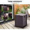 Propane Metal Tank Cover Table 16 in for Gas Fire Pits, Hides Any Standard 20 LB Propane Tanks, Hideaway Table with Side Handles(Brown)