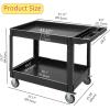 Service Cart 2-Shelf, Storage Handle, 500 LBS Capacity, for Warehouse/Garage/Cleaning/Manufacturing，45 in X25 in
