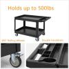 Service Cart 2-Shelf, Storage Handle, 500 LBS Capacity, for Warehouse/Garage/Cleaning/Manufacturing，45 in X25 in(Black)