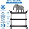 Service Cart Heavy Duty 3-Shelf Rolling Utility/Push Cart with Lockable Wheels, 360 LBS. Capacity, Black, for Foodservice/Restaurant/Cleaning