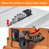 Table Saw, 10 in 15A Multifunctional Saw with Stand & Push Stick for Jobside, 90° Cross Cut & 0-45° Bevel Cut, Cutting Speed Up to 5000RPM, Adjustable Blade Height, Ideal for Woodworking, Orange