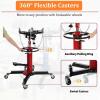 Transmission Jack, 0.6 T/1322 LBS Hydraulic Telescopic Transmission Jack, 2-Stage Floor-Standing Transmission Jack, with Foot Pedal, 360° Swivel Wheel, Garage/Workshop/Car Lift, Blue(Red 1322 lb Single Plunger)