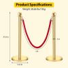 Velvet Ropes and Posts, GARVEE Crowd Control Barriers, 1 Red Velvet Rope 5 ft, 2 Pcs 38 in Gold Stanchion Post with Ball Top for Red Carpet, Theaters, Parties, Wedding, Exhibition