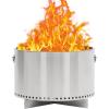 20.5 in Smokeless Fire Pit with Air Switch and Handle, Wood Burning Portable Stainless Steel Outdoor Firepit with Removable Stand and Ash Pan, Ideal for Camping Backyard Patio, H: 11.5 in, 18.8 LBS(20.5 In (Handle))