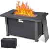44 in Propane Fire Pit Table, 50000BTU Rectangle Fire Table with Cover & Rain Cover, Sturdy Steel and Iron Fence Surface, CSA Safety Certified, Companion for Your Garden