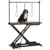 47 in Electric Dog Grooming Table, Heavy Duty, Height Adjustable Professional Pet Grooming Table w/Leveling Wheels, Dog Grooming Arm, Anti Slip Tabletop & Tool Organizer/Dog Grooming Station, Black