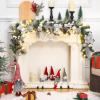 6 FT Pre-lit Christmas Garland with 20 LED Lights & 8 Modes, Artificial Green Rattan Garland with Snow Frost, Pine Cones, Red Berries for Fireplace Mantle, Front Porch, Indoor Outdoor Holiday Decor(Silver)