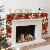 6 ft Pre Lit Christmas Garland for Mantle, Xmas Holiday Garlands with 20 Warm White LED Lights, Silver Bows & Pine Cones, Indoor Outdoor Christmas Decoration for Fireplace(Red & Gold)