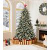 6.5 FT Pre-Lit Pencil Christmas Tree – 300 Warm White Lights, Auto-Hinged Expansion, Foldable Metal Stand, PE & PVC Construction – for Porch, Party, Office, and Home Decor(Flocked Green-ⅱ)