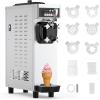 Commercial Ice Cream Machine 1200W, 4.7-5.8 gal/H Soft Serve Machine, Countertop Soft Serve Ice Cream Yogurt Machine with 7 L Hoppers &1.8 L Cylinders for Party Restaurant Snack Bar